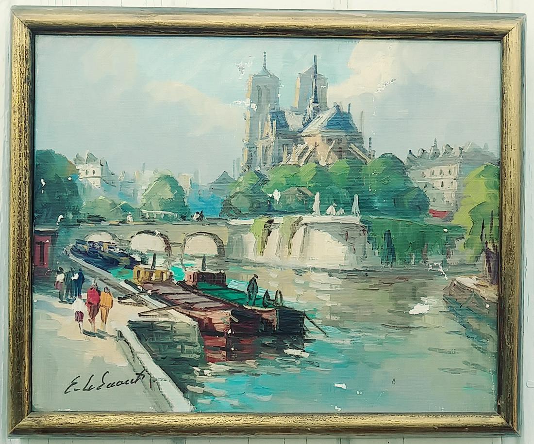 Vintage Original French Oil Painting on Canvas Signed (1 of 5)