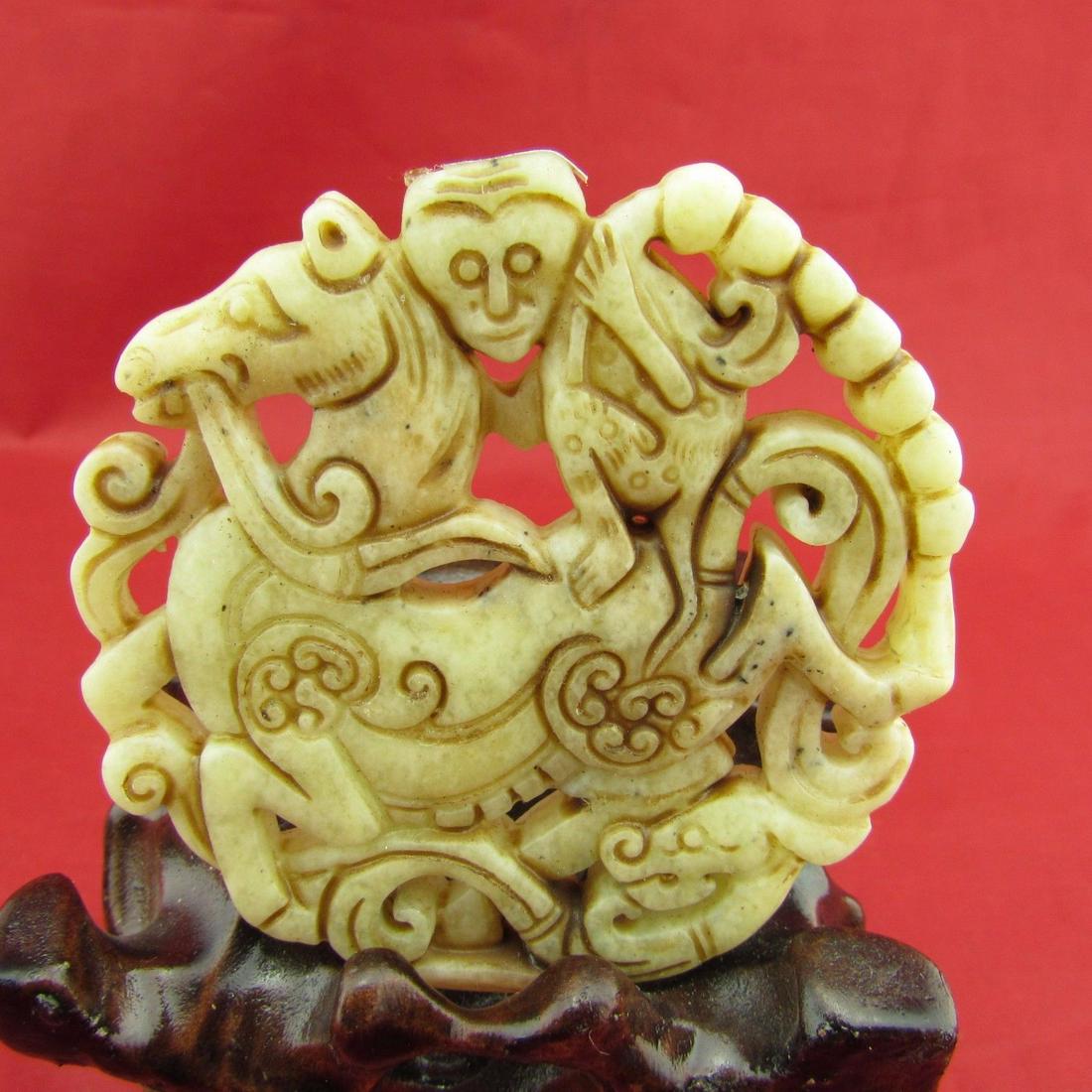 Antique Natural Hand Carved Jade Monkey pendant (1 of 2)