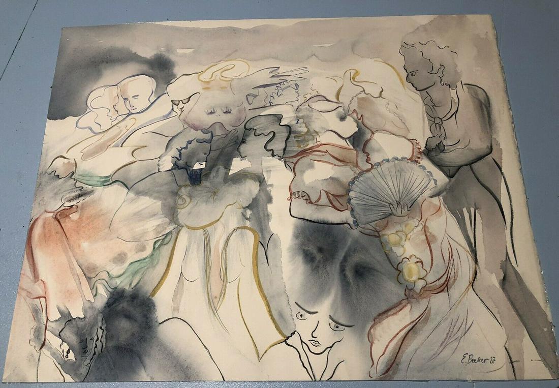 E.BECKER 1987 Vintage Expressionism Abstract Painting (1 of 6)