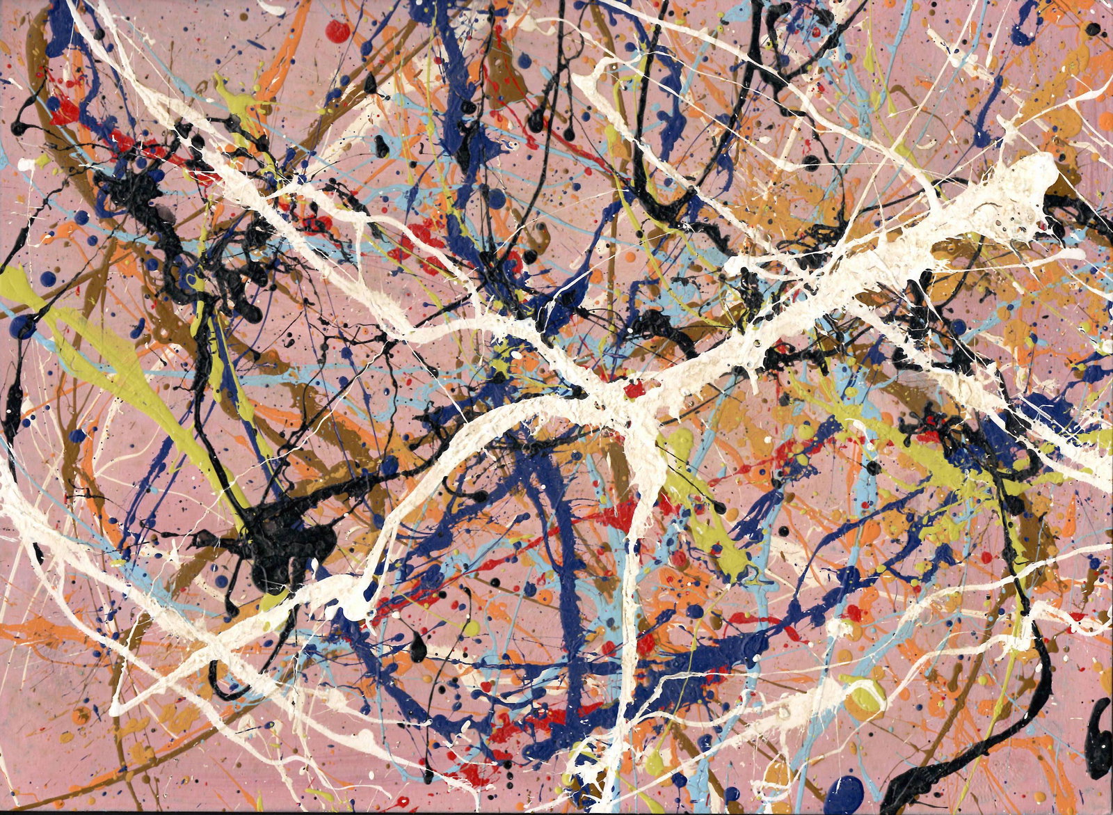 Jackson Pollock Abstract Painting on Paper: Jackson Pollock Abstract Painting on Paper -Approx Painting Size: 15 x 11 Inches. Painting is done in the modern, abstract expressionist style for which Pollock is known. It is being sold in the manne