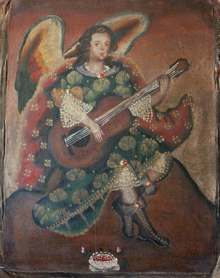 Old Cusco Religious Hand Painted Painting on Canvas: Old Cusco Religious Hand Painted Painting on Canvas 11x 15 inches. Good condition. see photos.. We pack & Ship for you. We take care of the shipping services in house