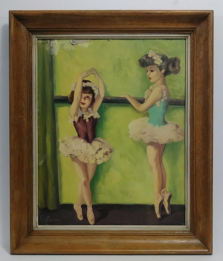 Antique Sig Rocher (French) Ballet Dancer Oil Painting (1 of 7)
