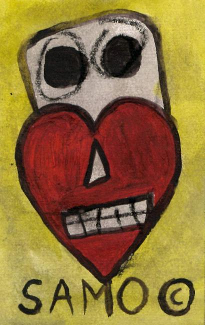 JMB Signed - SKULL - Small Painting Postcard (1 of 2)