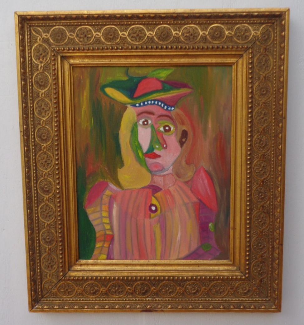 Lady with Hat Figurative Original Oil Painting Signed: Lady with Hat Figurative Original Oil Painting Signed This is an oil painting on stretched canvas. Painting looks incredible and is very well done. Signed as shown. Museum Wood Frame Measurements: 20 