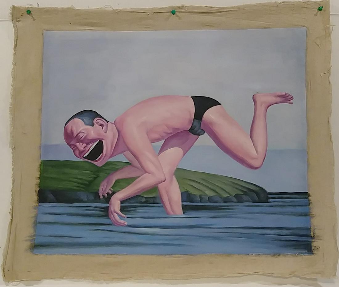 ModernAbstract Oil Painting on Canvas Smiling Face (1 of 3)