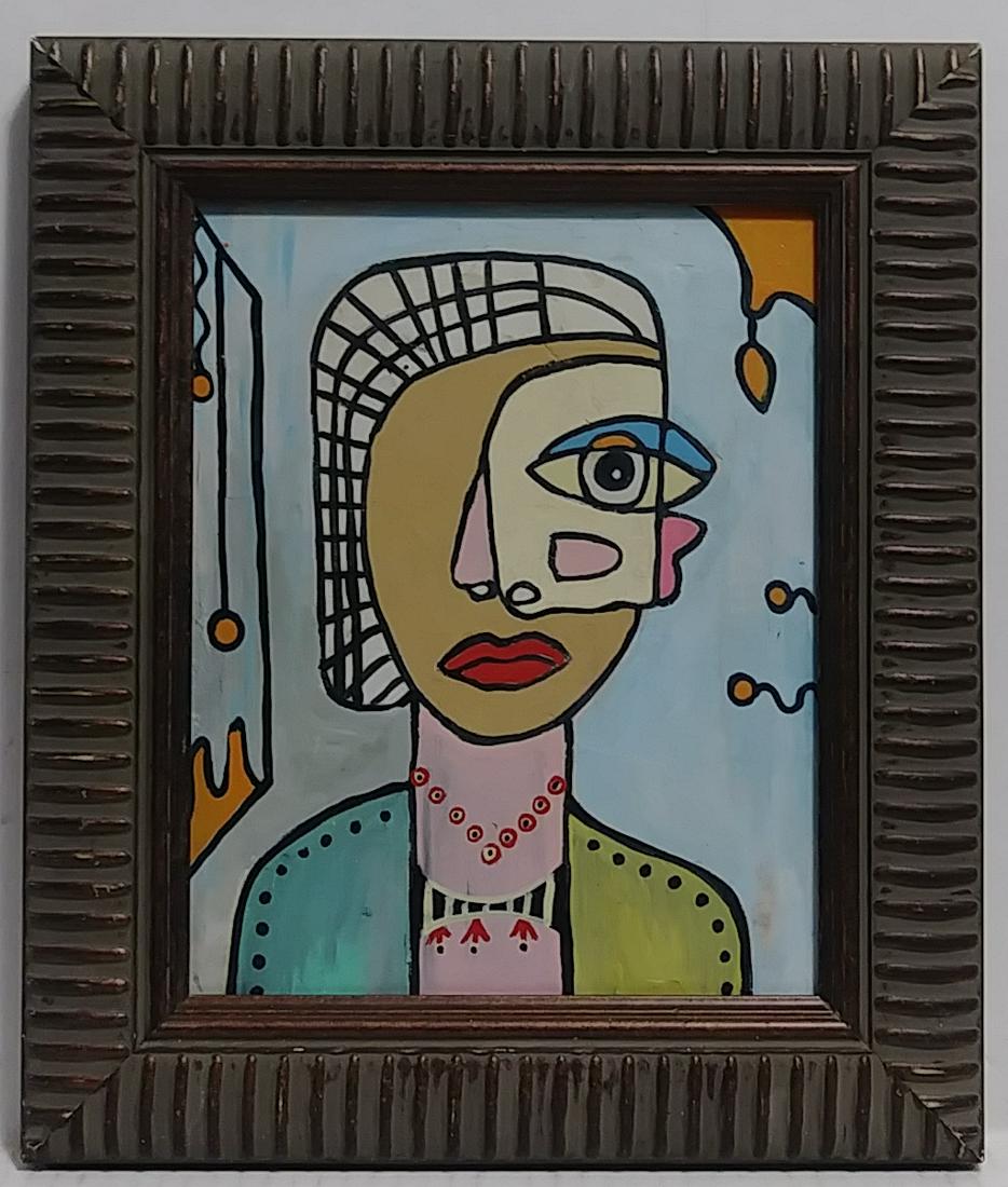 Lady Face Painted on Hard Board (1 of 3)