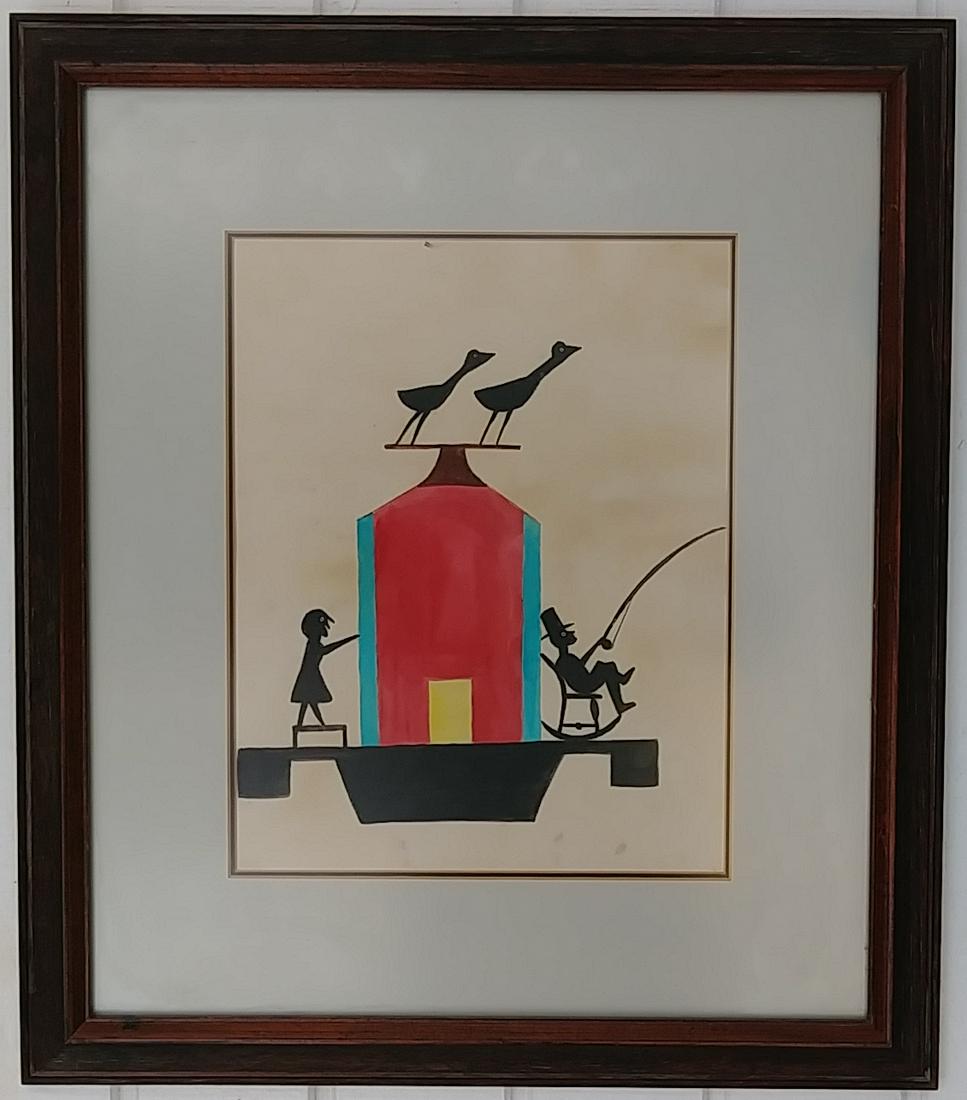 Bill Taylor Art Painting Framed Drawing: Bill Taylor Art Painting Framed Drawing. Window Size: 10 x 12 inches. Frame Size: 18 1/2 x 21 1/2 x 2 inches. It is being sold in the manner or style of the artist After. Mixed Medium on paper. Wood F