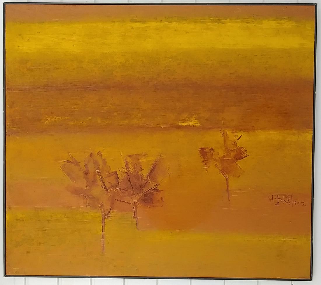 FRAMED MID-CENTURY OIL PAINTING SIGNED. (1 of 6)