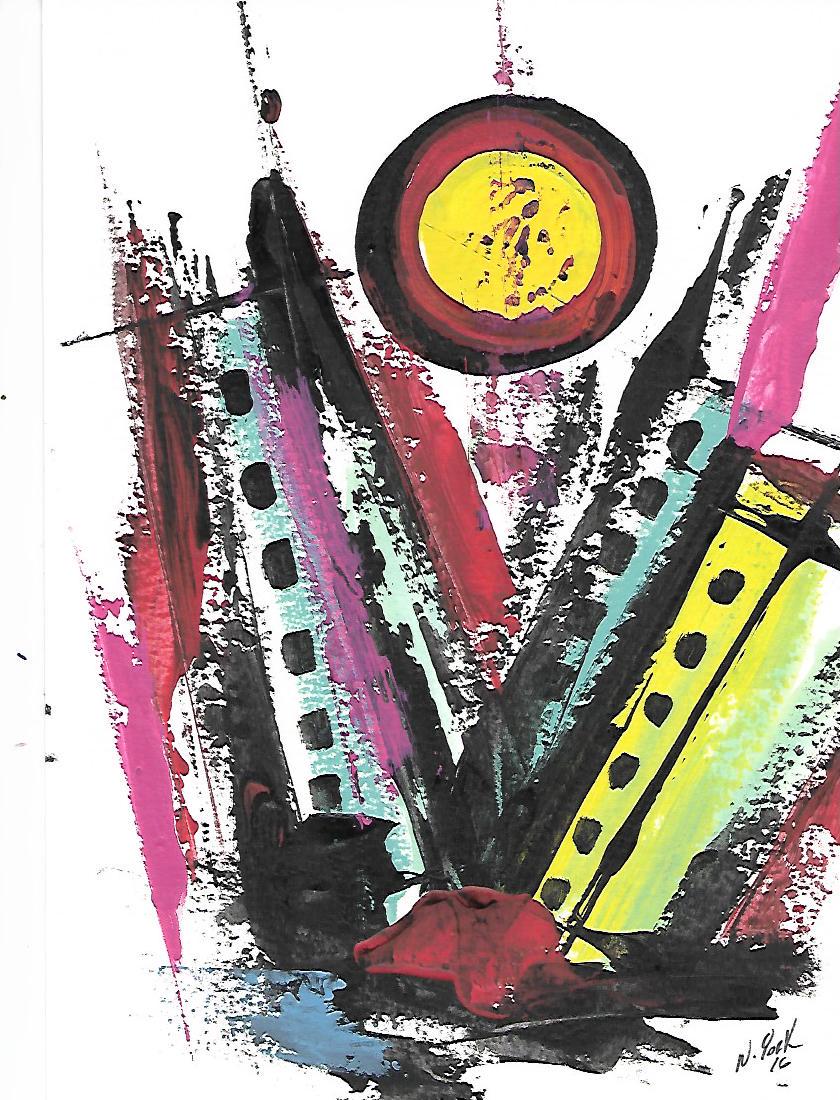 Original Abstract NYork Geometric Expressionis Painting (1 of 2)