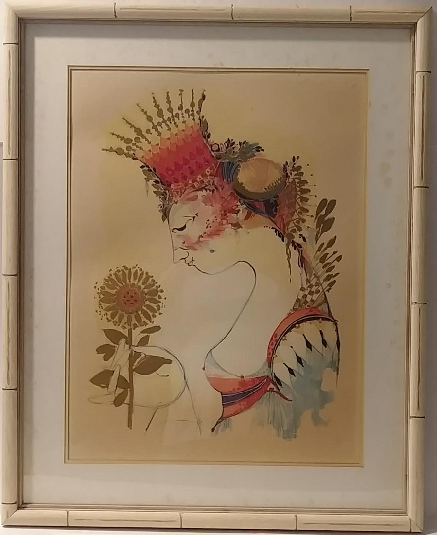 Vintage 1960s Print by BjÃ?Â?Ã?Â¸rn Wiinblad: Vintage 1960s Print by BjÃ?Â?Ã?Â¸rn Wiinblad Matted and FramedDesigned by very famous Danish artist Bjorn Wiinblad who died in June 2006 at 87 years old. Beautiful quality Bjorn Wiinblad framed p