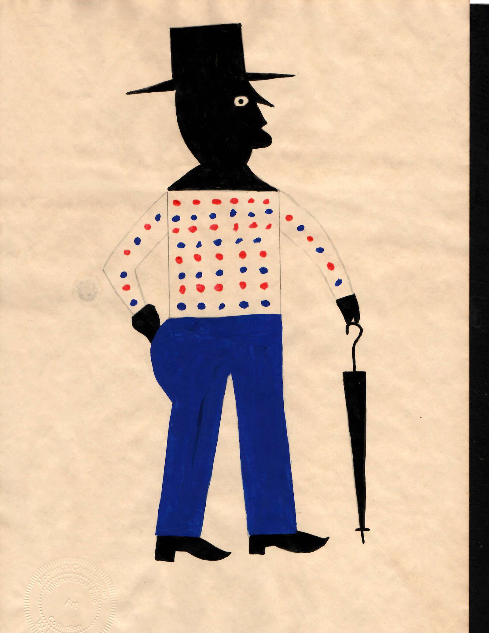 Bill Taylor Mixed Media Painting on Paper. Stamped: Bill Taylor Mixed Media Painting on Paper. Embossed Stamped. Approx Size: 11 3/4 x 8 1/2 inches. Provenance. All lots that do not carry established documented provenance nor any past record of auction