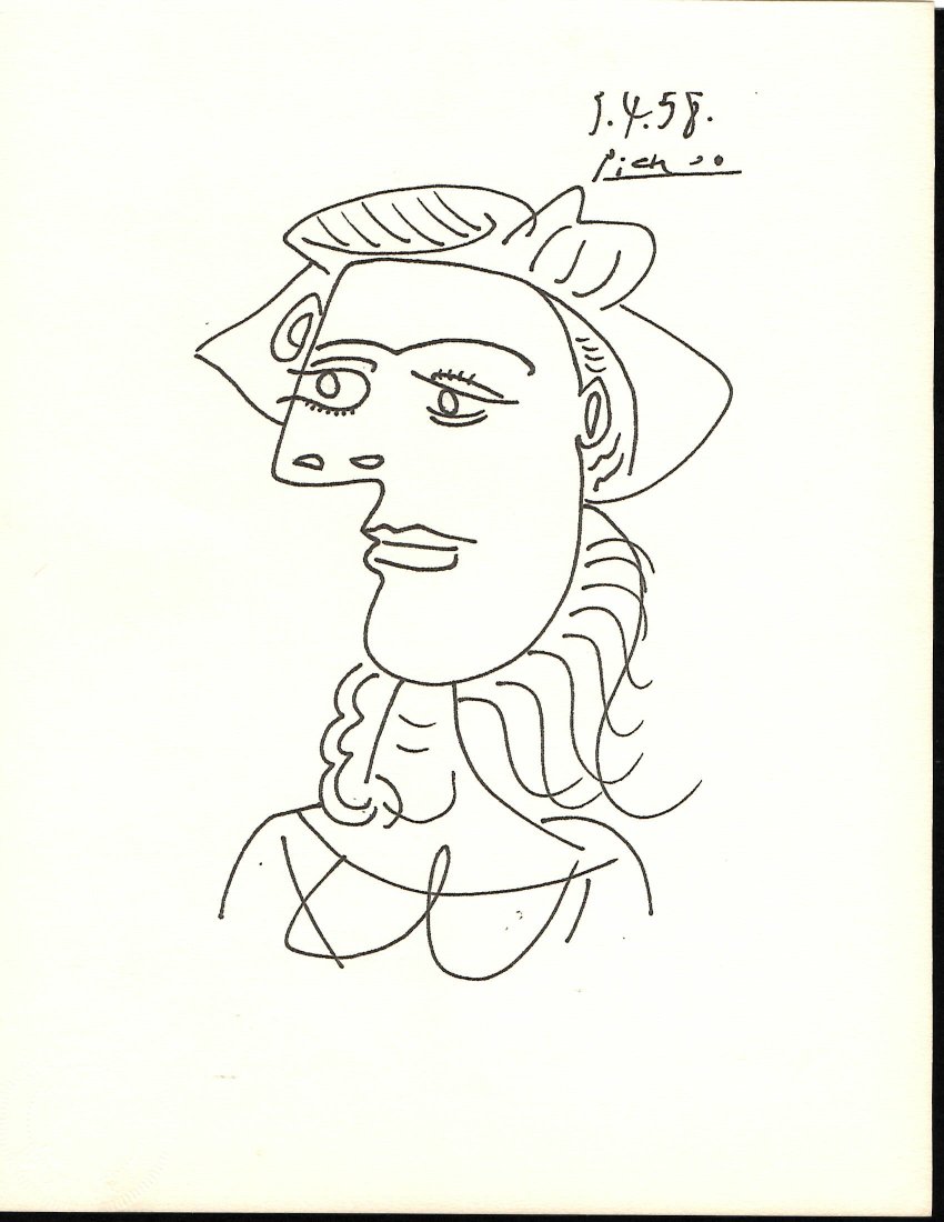 Picasso Drawing Signed. Ink on Paper. Figure. Figure. (1 of 1)