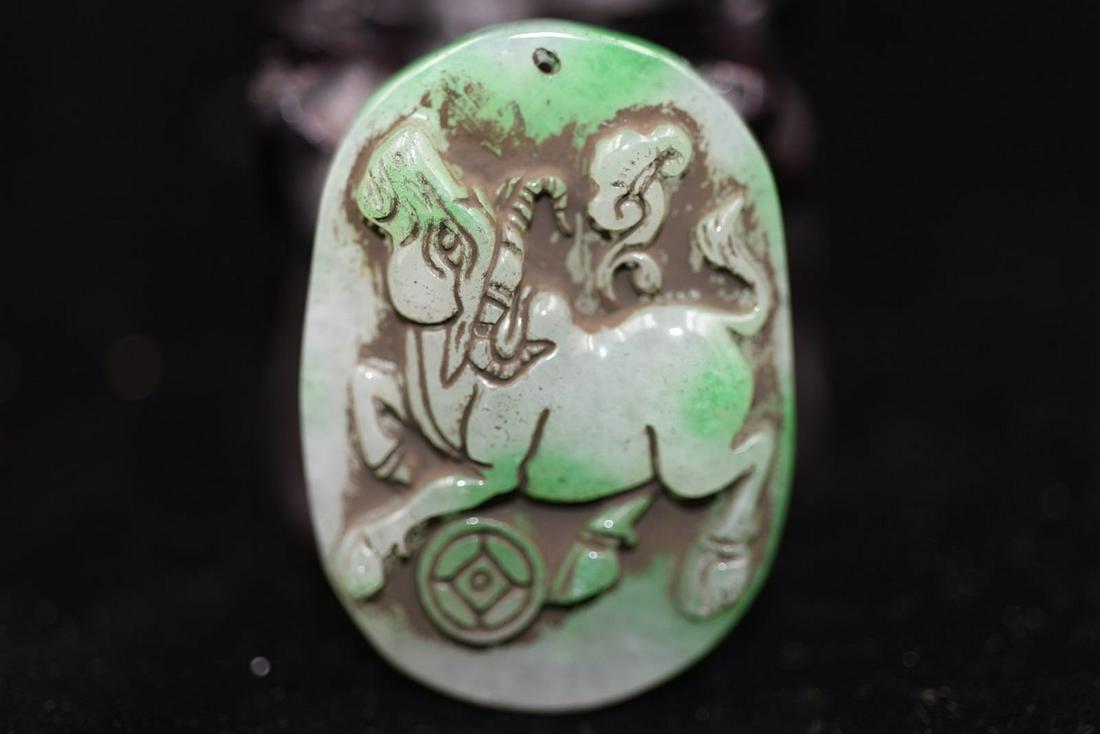 Antique Chinese Hand Carved Jadeite jade pendant (1 of 3)