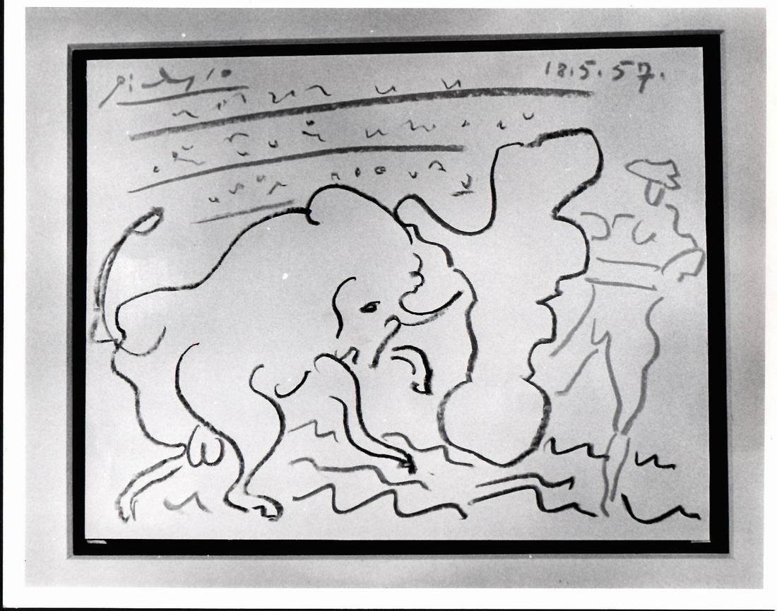 1965 Vintage Pablo Picasso Photography  Crayon Darawing (1 of 2)