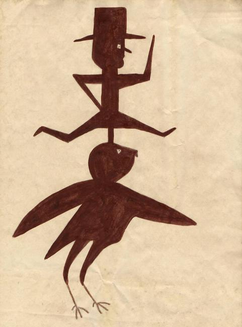 Bill Taylor Outsider Artist Painting on Paper Colored (1 of 1)