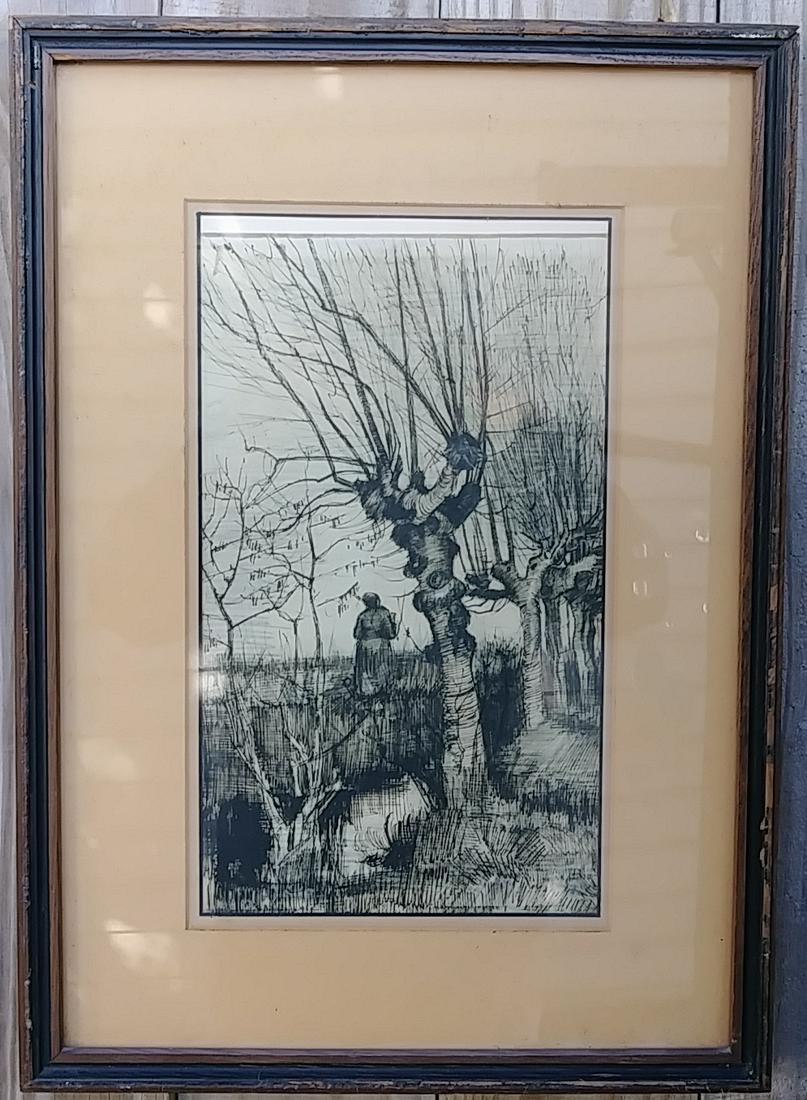 Vintage Van Gogh Pollard Birch Winter Landscape Print. (1 of 3)