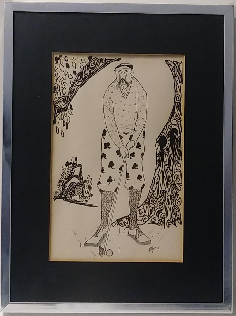 Vintage 1965 Mike Birzon Cartoon Art Ink Drawing.This i (1 of 3)