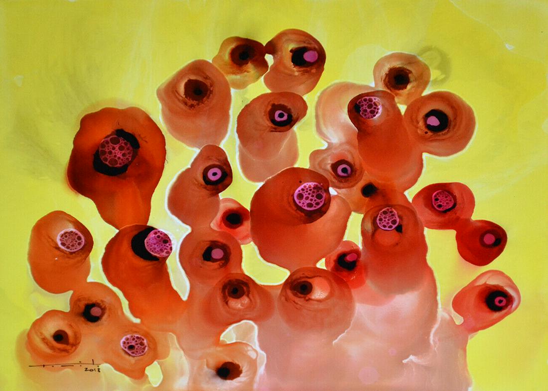 Rare Abstract Original Ink Painting on Photo Paper (1 of 4)