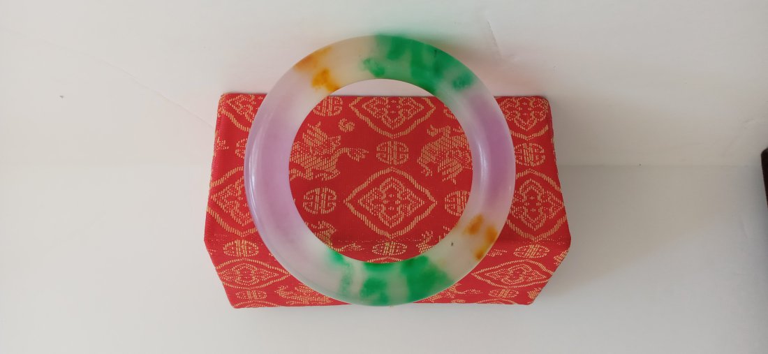 Unique Rare Natural Multicolor Jade Bangle Bracelet (1 of 3)