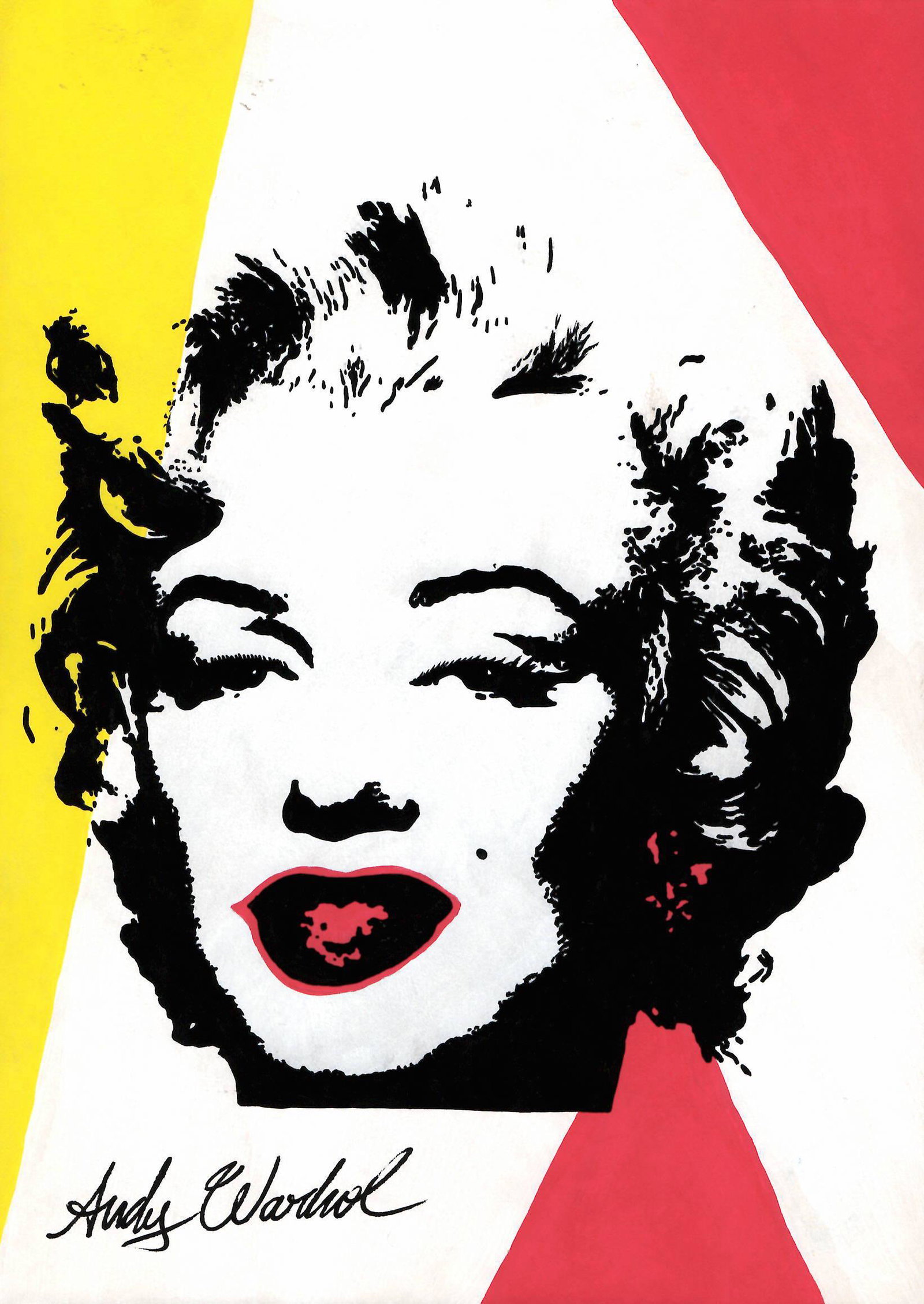 Signed Andy Warhol Mixed Media on Paper: Signed Andy Warhol Mixed Media on Paper. On verso, also stamp inscribed Authorized by the Andy Warhol Foundation. Approx Size: 11 3/4 x 8 1/2 inches. Provenance: This item has limited provenance from 