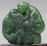 Antique Natural Jade Hand-Carved Elephant & Monkey