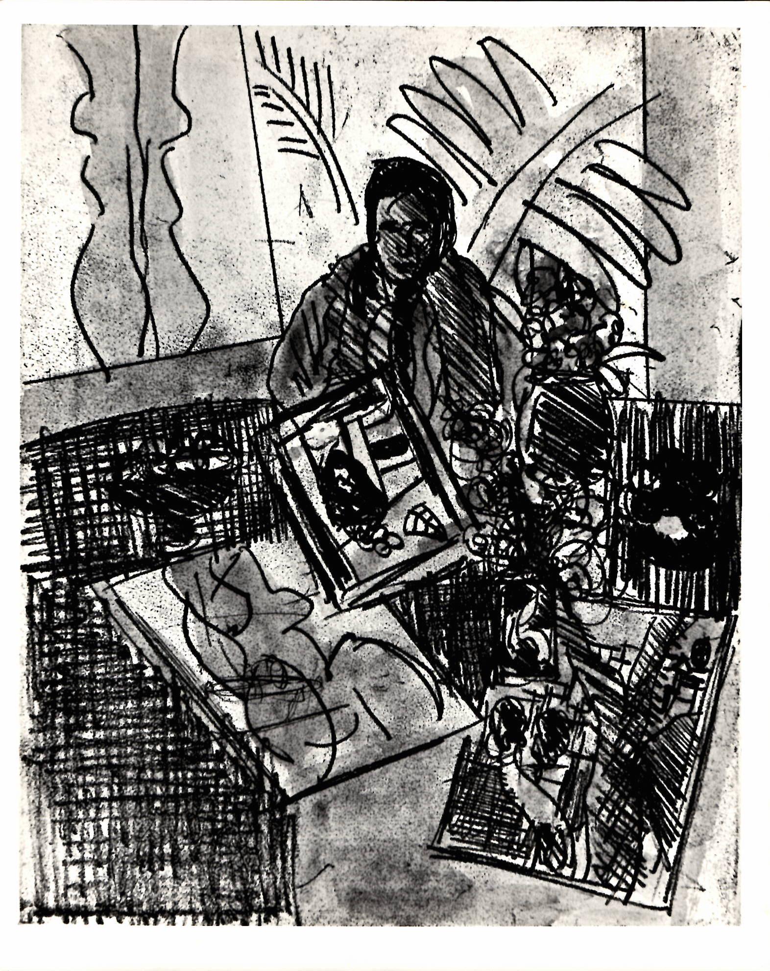 1980 Matt Phillips Etching Photo: 1980 Matt Phillips by Linocut Photo.. Photo size: 10 x 8 inches. Provenance: New York-Based Photography Collector & Curator -Collection of Rare Photographs. Note: Please study the images carefully to