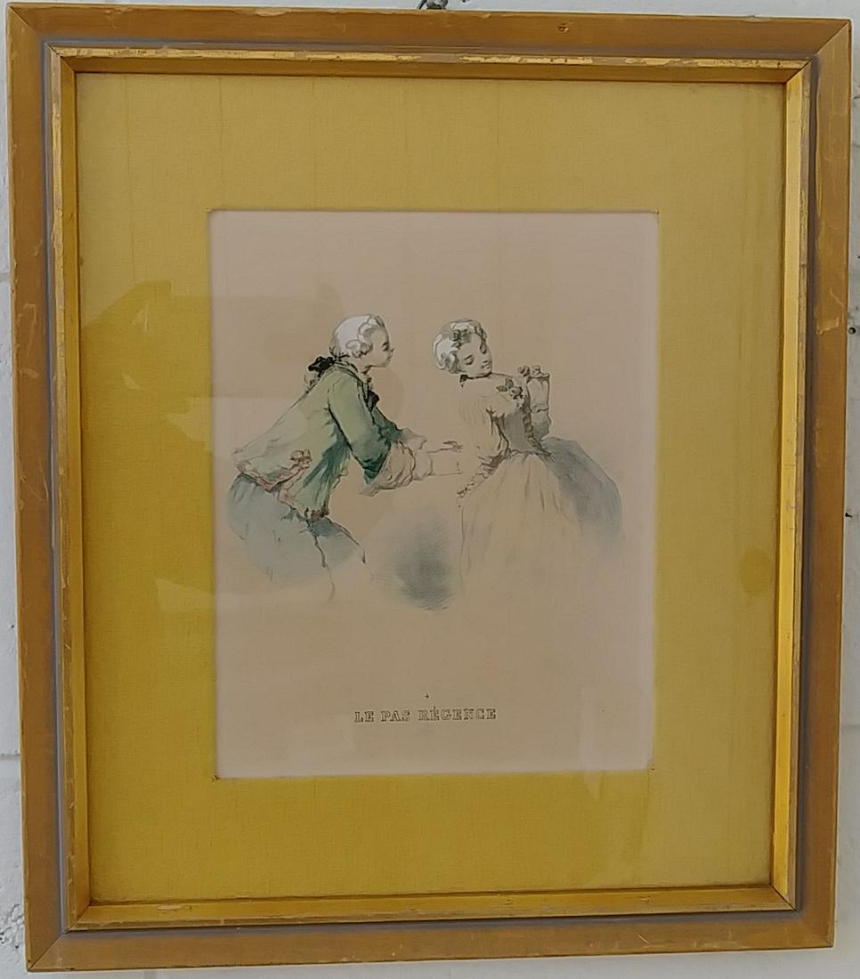 Vintage French Hand Colored Engraving Hand Painted. (1 of 4)