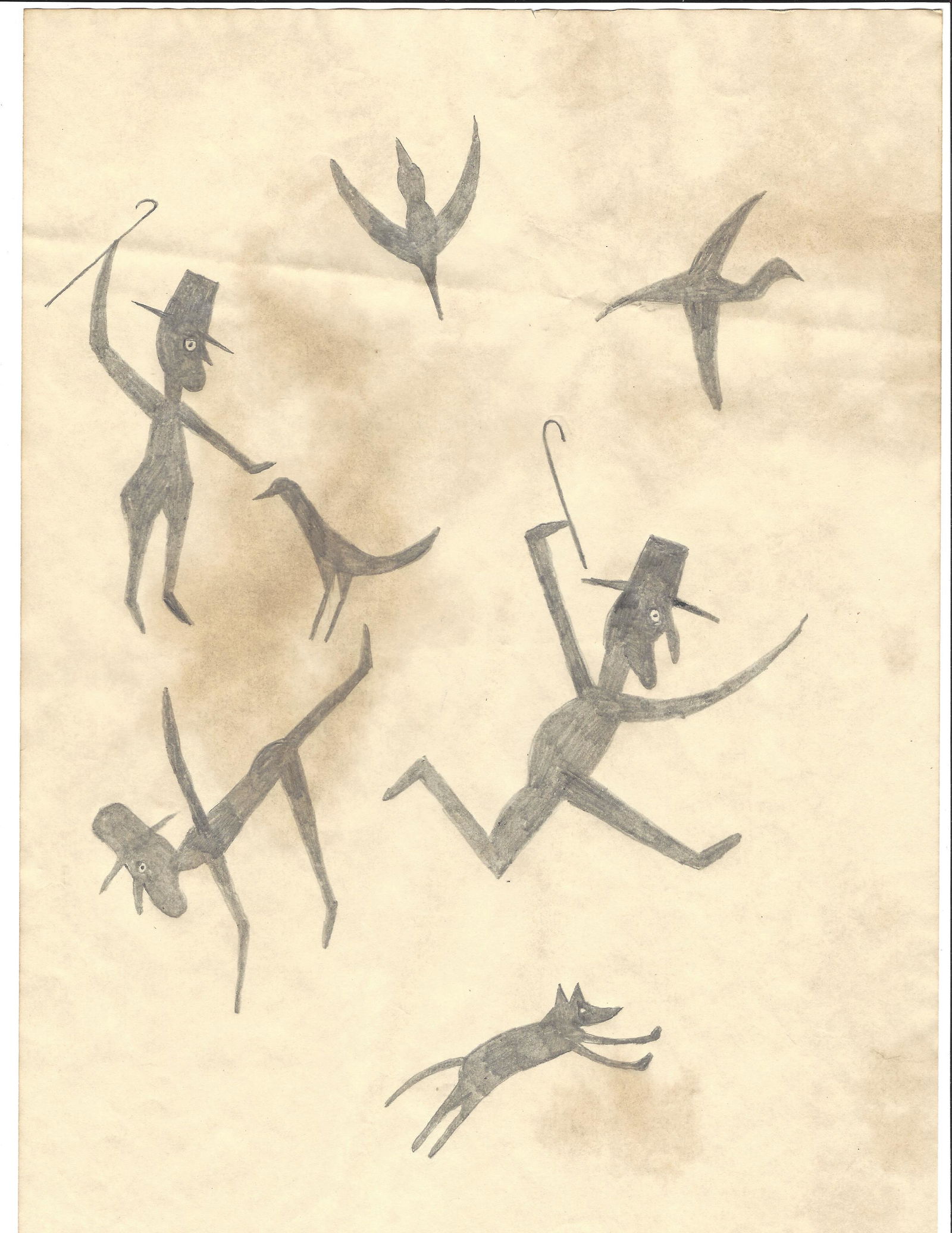 Bill Traylor Art Drawing Painting on Paper: Bill Traylor Art Drawing Painting on Paper. Mixed Medium on Paper. Pictures are as accurate as possible, however color may look different on each monitor. Good Condition -. See Photos, Missing corner.