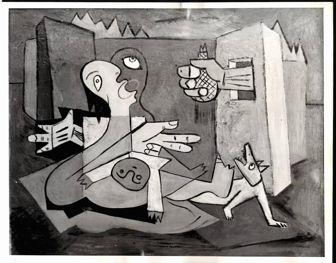 1938 Photo New York Abstractionist Charles Mattox Paint: 1938 Photo New York Abstractionist Charles Mattox Painting Fear NYC Provenance: New York-Based Photography Collector & Curator -Collection of Rare Photographs. Photo size:9 x 7 inches. Note: Please st