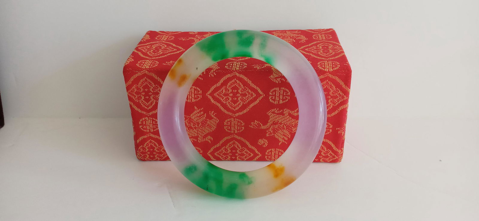 Unique Rare Natural Multicolor Jade Bangle Bracelet (1 of 3)