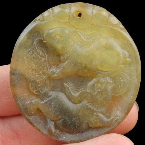 Antique Chinese Natural Jade Hand Carved Rabbit Pendant (1 of 1)