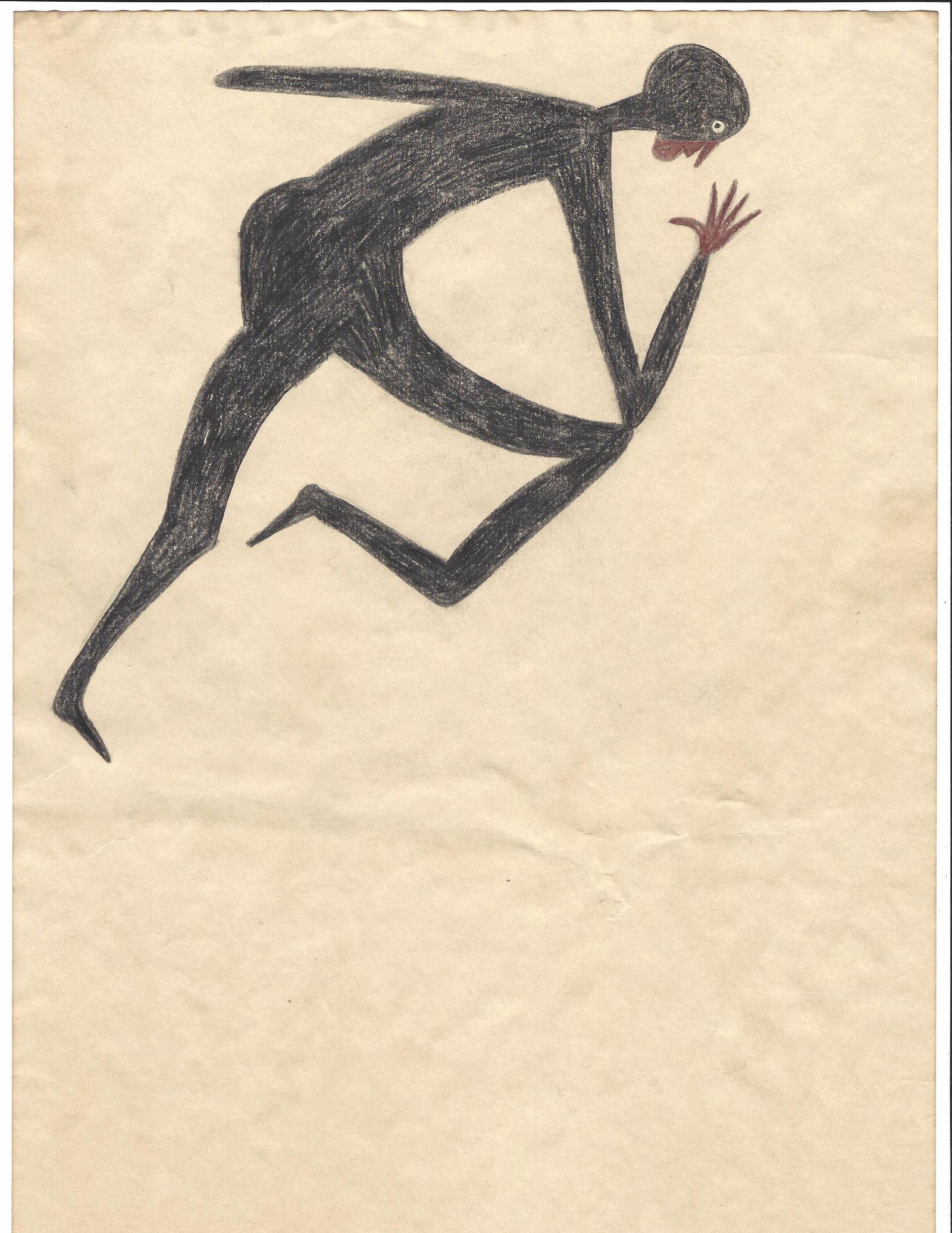 Bill Traylor Mixed Media Painting on Paper. (1 of 2)