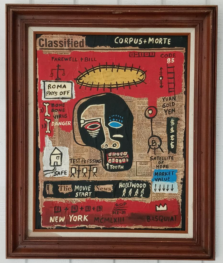 Jean-Michele Basquiat CORPUS MORTE Painting Framed (1 of 7)