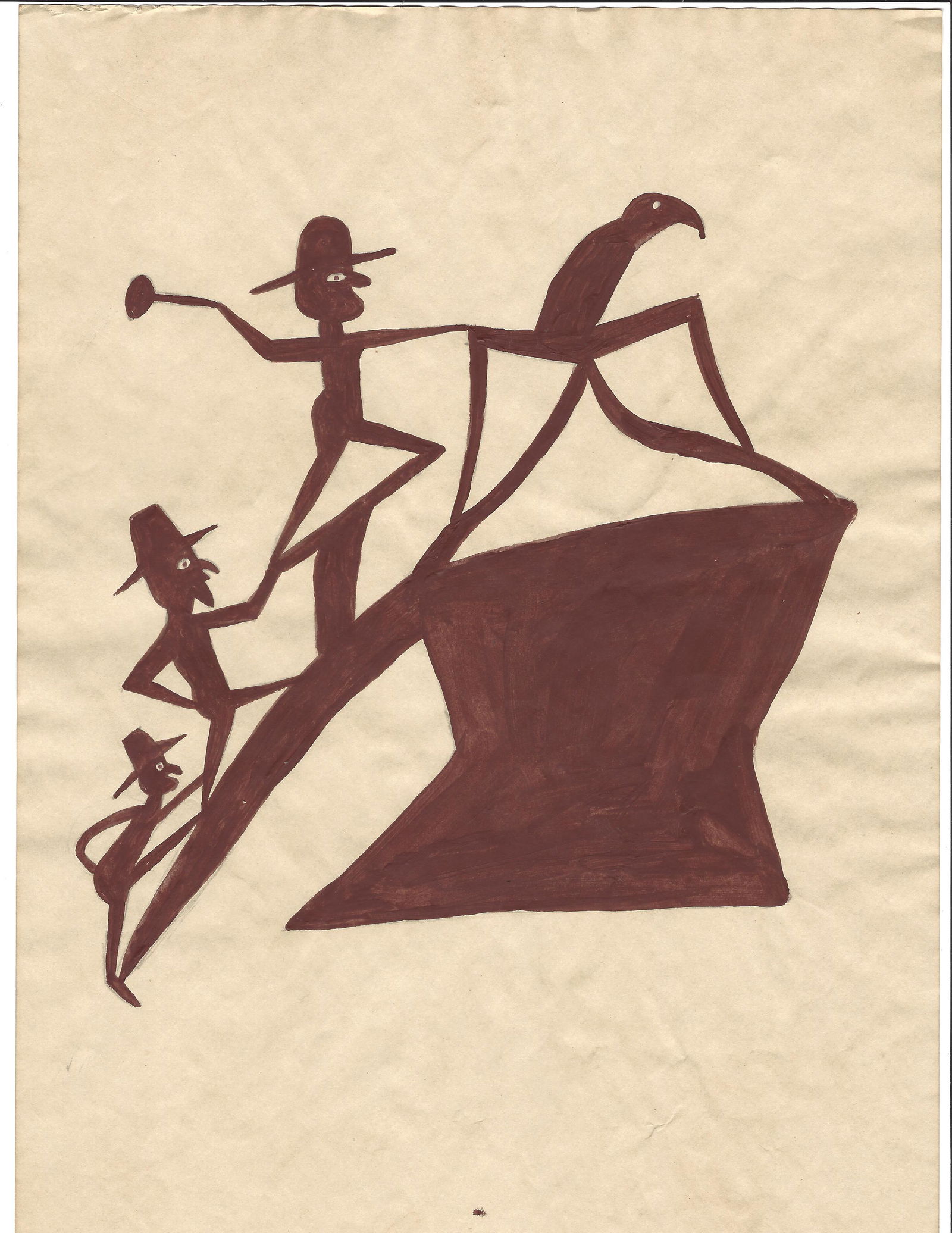 Bill Traylor Art Drawing Painting on Paper: Bill Traylor Art Drawing Painting on Paper. Mixed Medium on Paper. Pictures are as accurate as possible, however color may look different on each monitor. Good Condition -. See Photos, Missing corner.