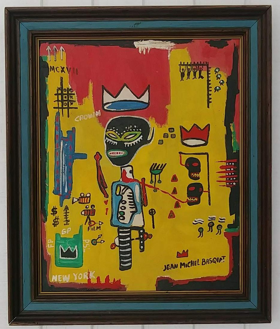 Jean-Michele Basquiat -CROWN- Painting Framed (1 of 14)