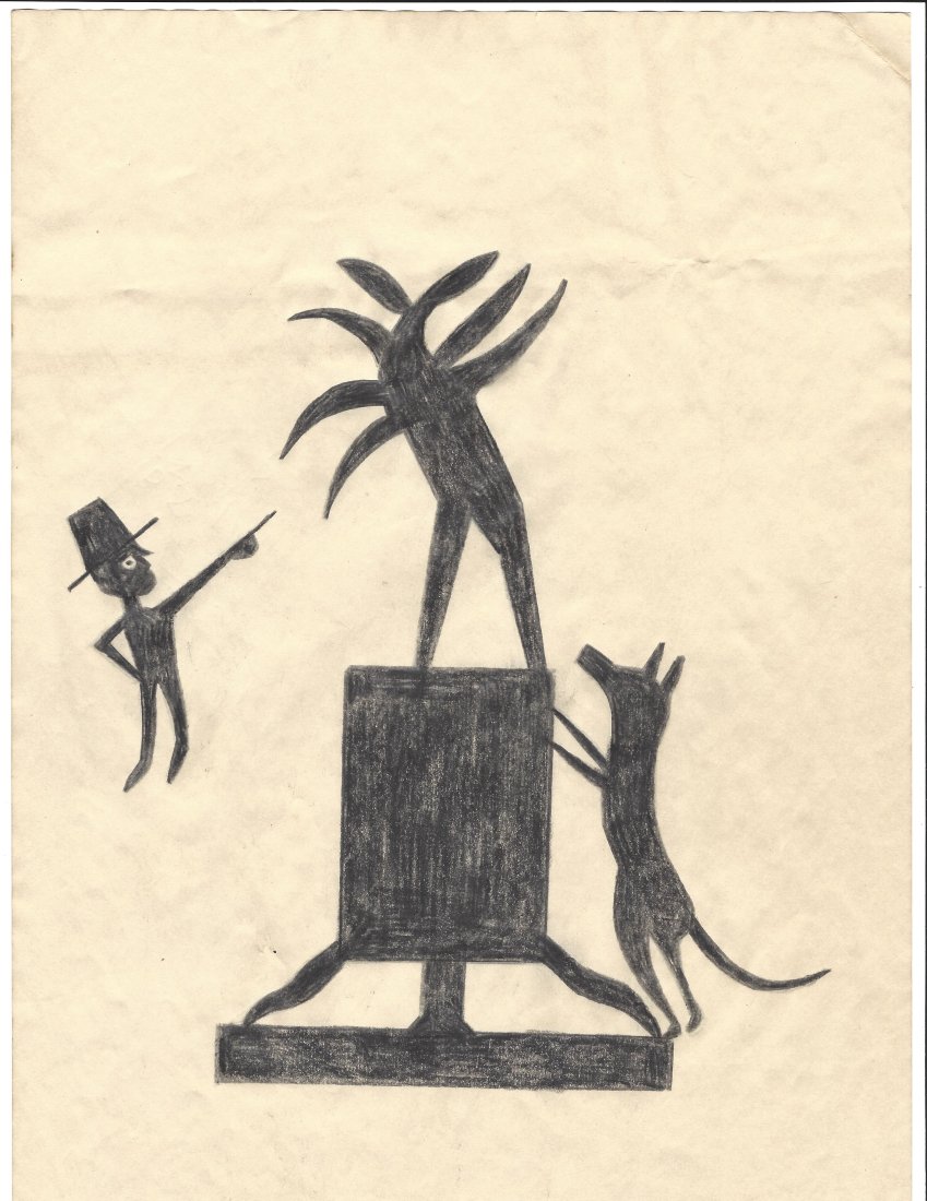 Bill Traylor Mixed Media Painting on Paper.: Bill Traylor Mixed Media Painting on Paper. . Approx Size: 11 3/4 x 8 1/2 inches. Provenance. All lots that do not carry established documented provenance nor any past record of auction history record