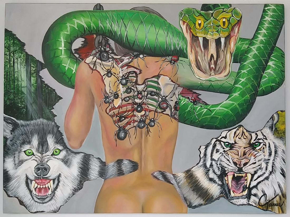 Large Signed Rare Oil Painting  on Canvas (1 of 5)