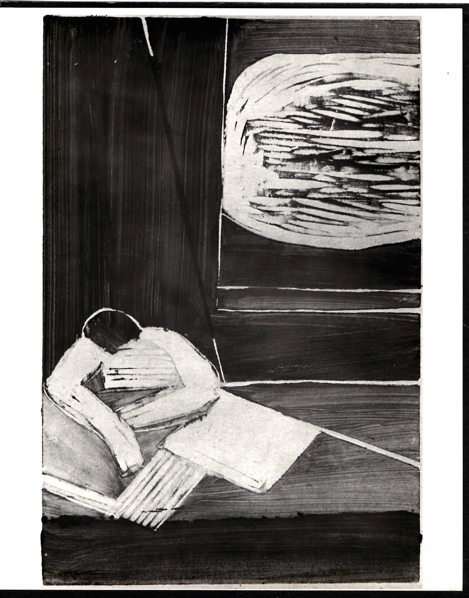 1980 Matt Phillips by Moonlight Linocut Photo: 1980 Matt Phillips by Moonlight Linocut Photo .. Photo size: 10 x 8 inches. Provenance: New York-Based Photography Collector & Curator -Collection of Rare Photographs. Note: Please study the images ca