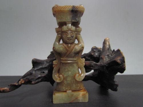 Rare Antique Chinese Jade Hand Carved Figura Pendant (1 of 2)