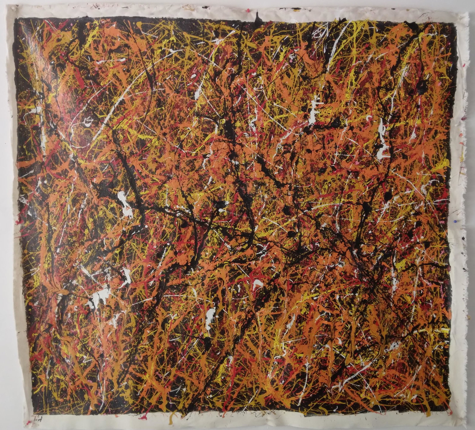 XL Signed Pollock Abstract Art Painting on Canvas. (1 of 9)