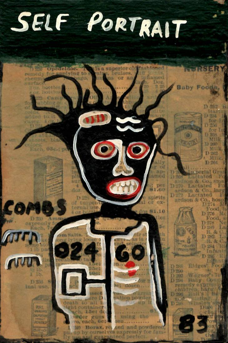 JEAN-MICHEL BASQUIAT PAINTING SOUVENIR SUBWAY ART POSTCARD COLLECTION (SELF PORTRAIT 83) (1 of 2)