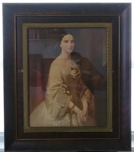 Vintage 1959 Noble woman Framed Print: Vintage 1959 Noble woman Framed Print. Approximate Window: Size:15 x1/2 x 19 1/2 Inches. Approximate Frame Size:24 x1/2 x 28 1/2 Inches. Some Scratch on frame.Vintage Condition - Under glass. SEE PHOT