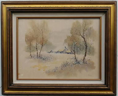 Vintage Signed Watercolor Framed: Vintage Signed Watercolor Framed. Approximate Window: Size: 15 x 11 Inches. Approximate Frame Size: 18 x 22 x 2 Inches. Under glass. The frame can have scratches and marks due to storage. Vintage Cond
