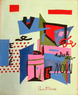 Vintage Abstract Painting Signed Stuart Davis: Vintage Abstract Painting Signed Stuart Davis. Size Approx: 18 x 15 Inches. Any condition statement is given as a courtesy to a client, is an opinion and should not be treated as a statement of fact a