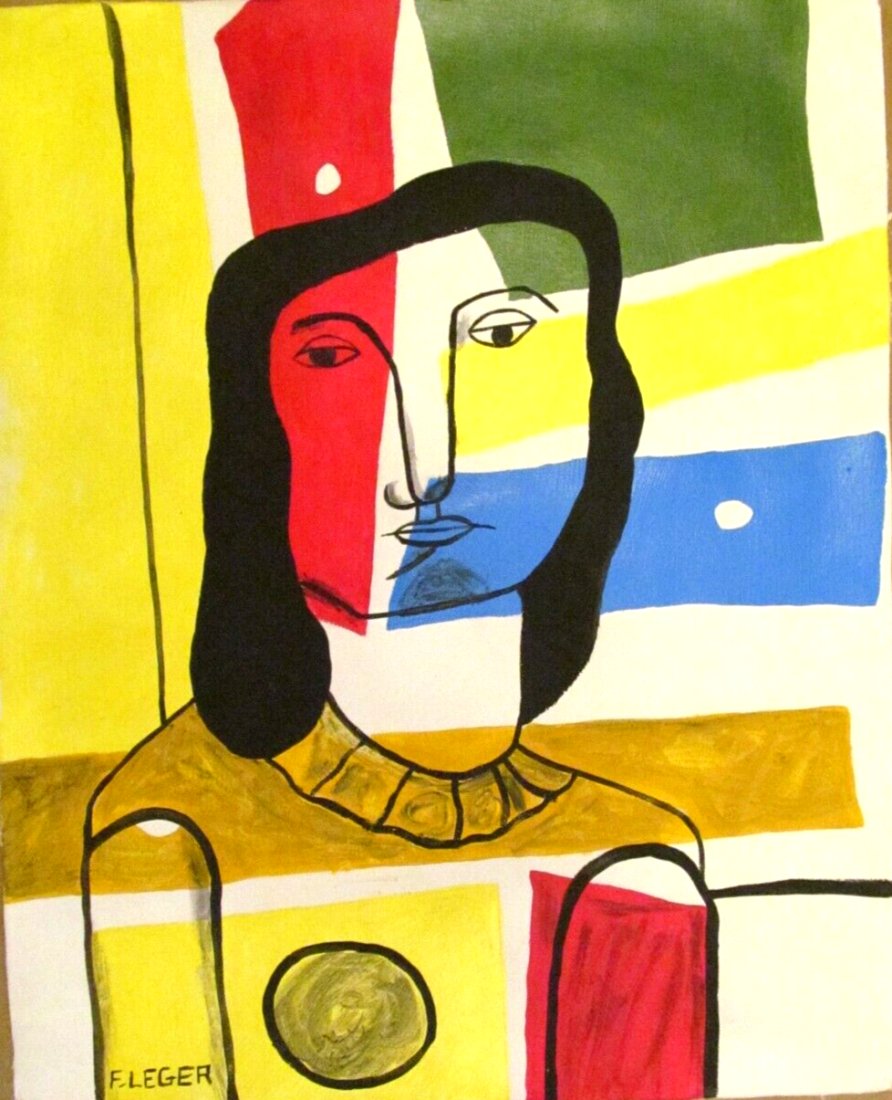 Vintage Abstract Canvas Signed Fernand Leger, Modern 20th Century Painting (1 of 4)