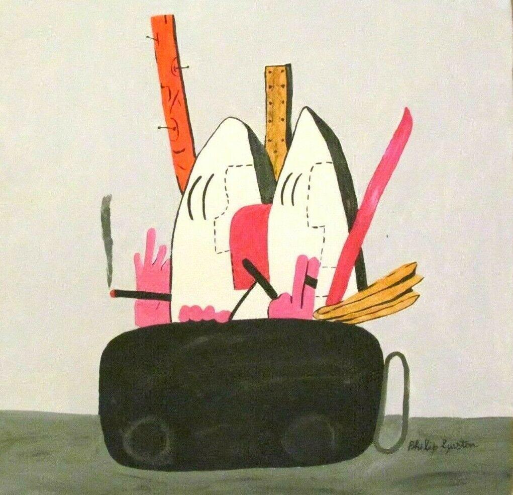Vintage Abstract Painting on Canvas Signed Philip Guston, Modern Art 20th Century. (1 of 4)