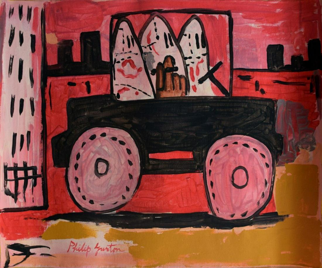 Vintage Abstract Painting on Canvas Signed Philip Guston, Modern Old 20th, Modern Art (1 of 4)