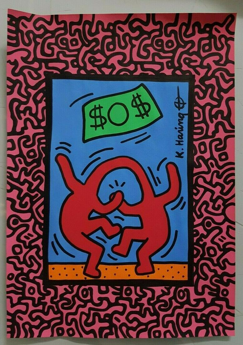 Signed Keith Haring Mixed Media on Paper Pop Art (1 of 4)