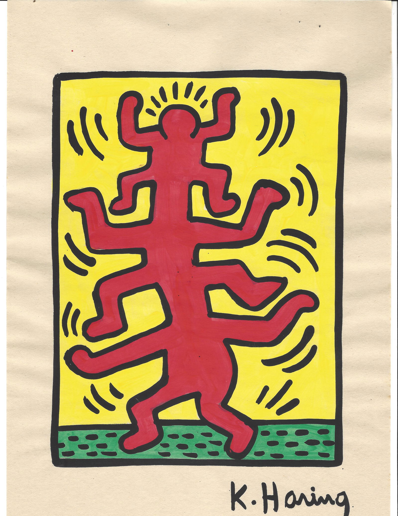 Signed Keith Haring Mixed Media on Paper Pop Art (1 of 2)