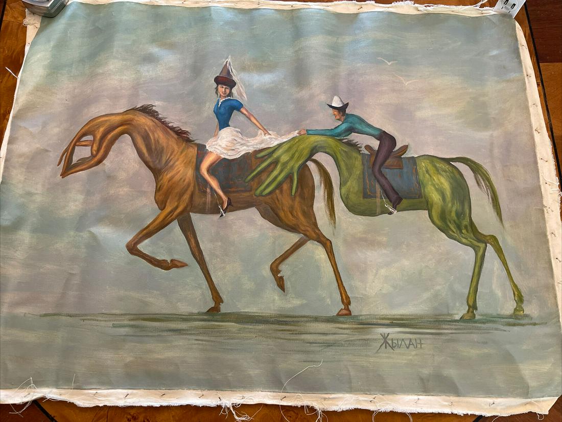 Rare Russian  Abstract Modern Surrealism Oil Painting on Canvas (1 of 6)